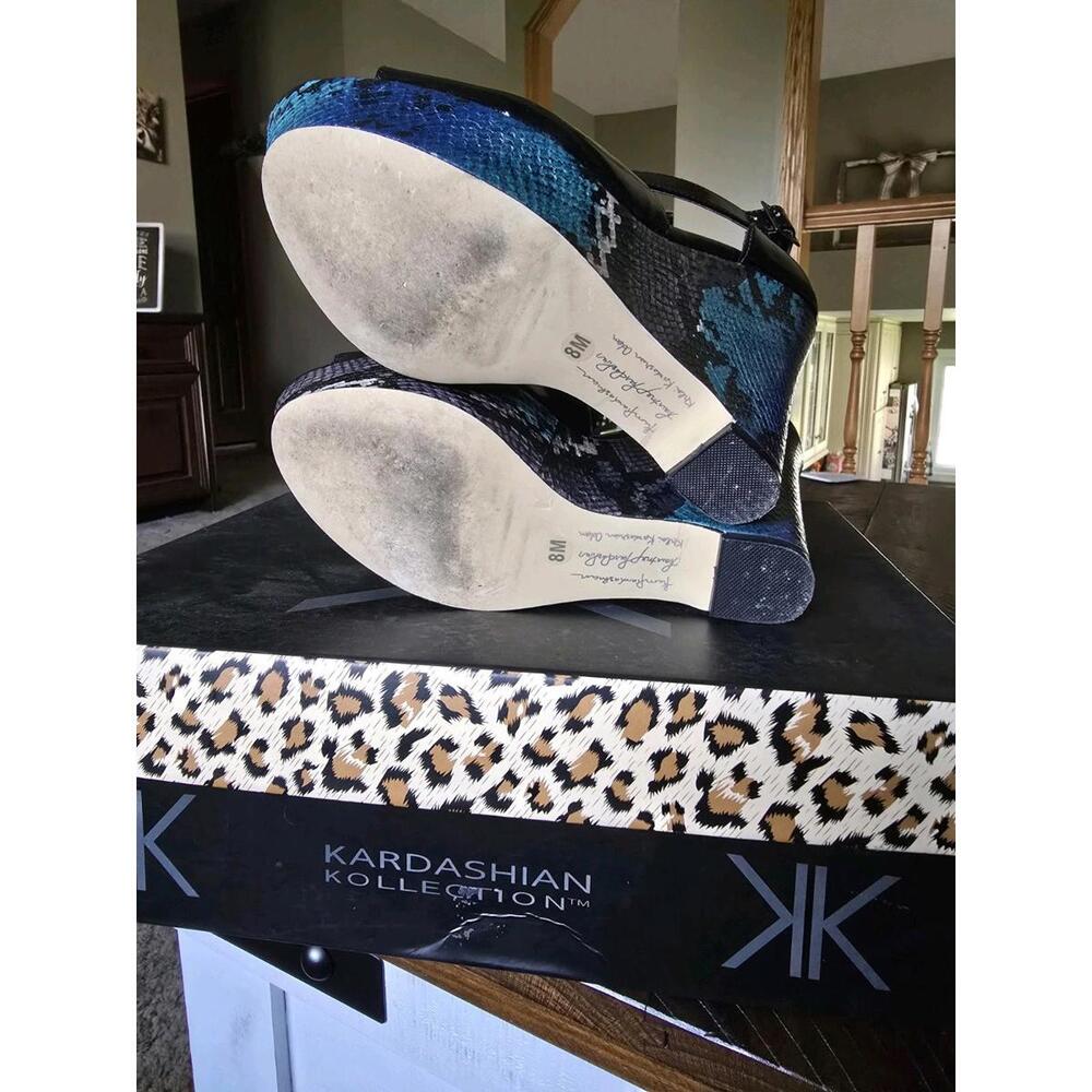 KARDASHIAN KOLLECTION PAPARAZZI Black HEEL SHOE ANIMAL PRINT Size 8 - Picture 6 of 8